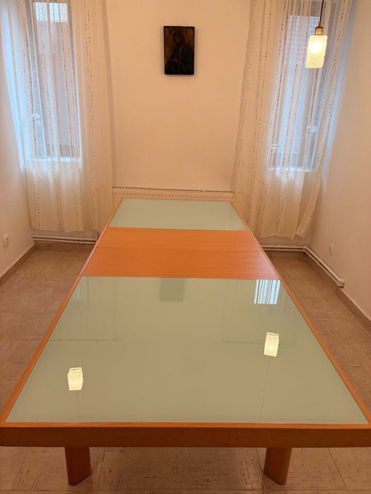 Masa dining din lemn cu blat din sticlă - Mobexpert