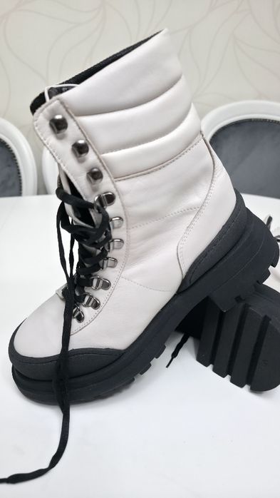 Ghete Combat femei Luca di Gioia albe din piele, marimea 38