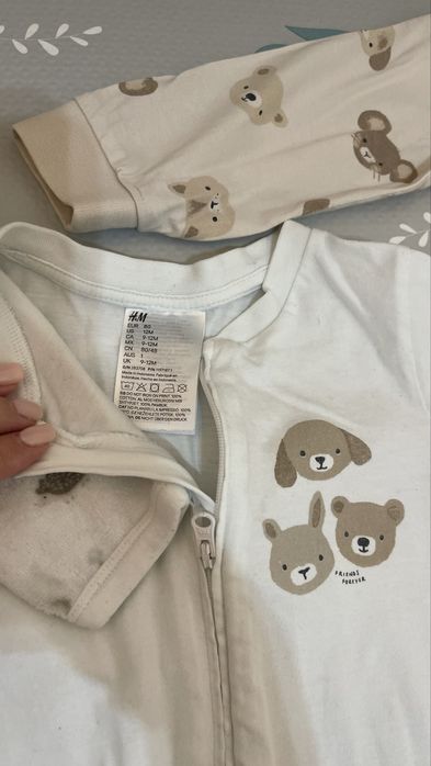 3 salopete /pijama  H&M  si C&A marimea 80 (1 an) cu botosei