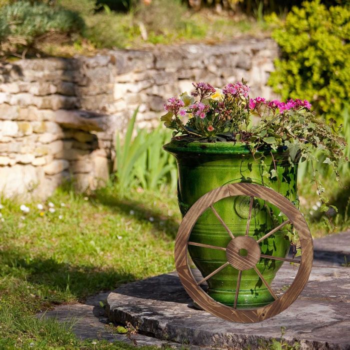 Roata decorativa din lemn aspect vintage pentru interior exterior 40cm