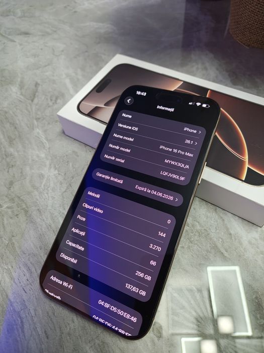 Vând iPhone 16 pro max