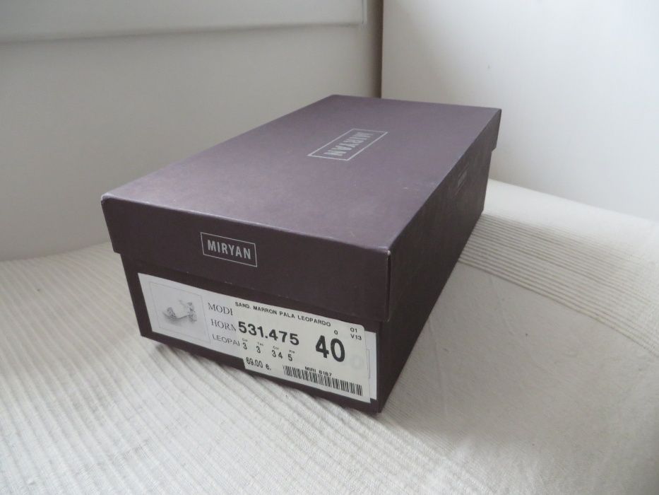 Нови испански сандали естествена кожа, 40, кафяво-злато-леопард