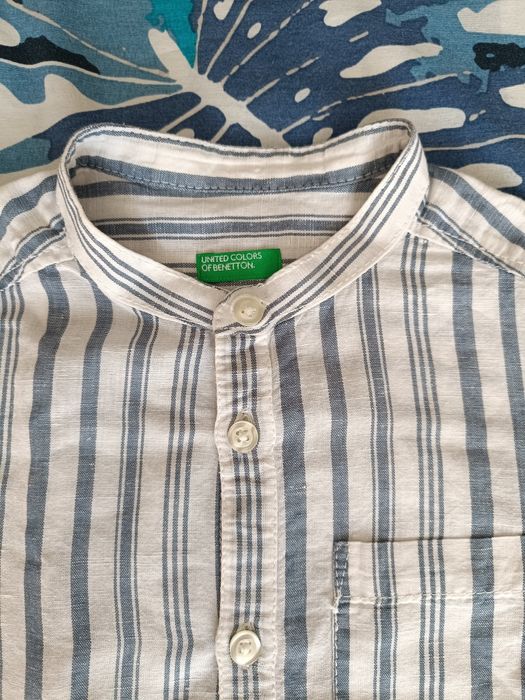 Ризи-бяла,синя,райе с къс и дълъг ръкав  Benetton 134см
