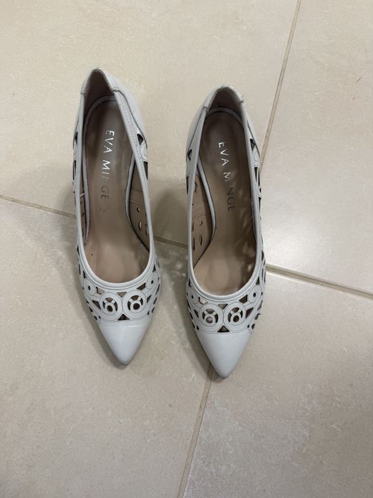 Pantofi alb pielei Eva Minge mar 36