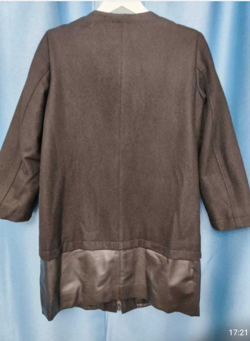 Жакет из натуральной кожи и драпа