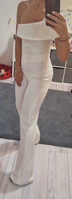 Salopeta alba cu paiete, BBY, XS