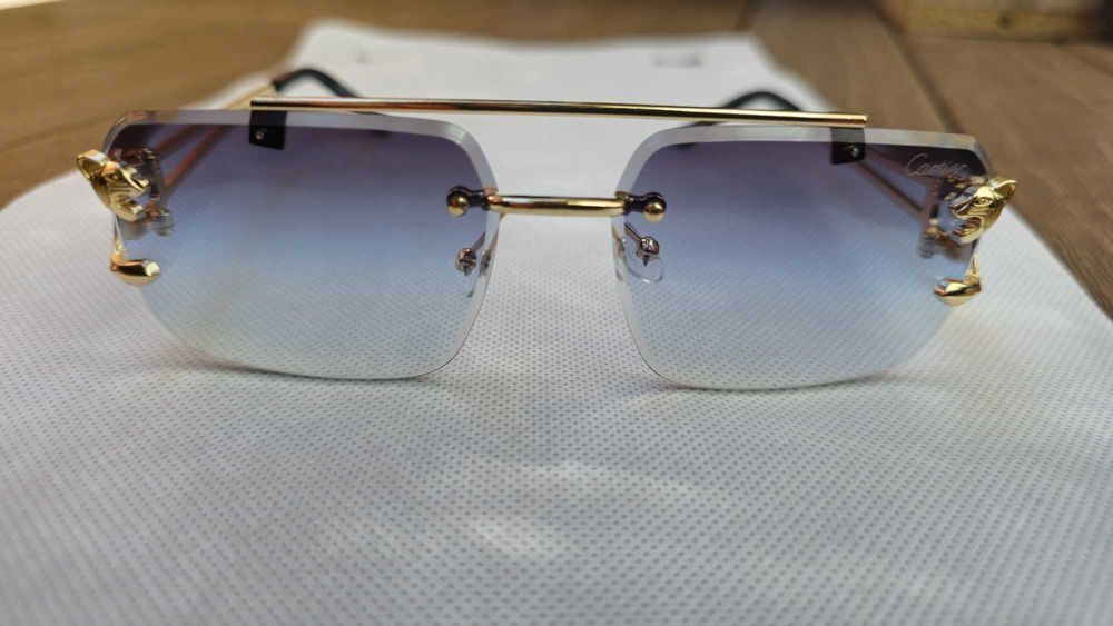 Ochelari de soare Cartier Rimless 8809 lentila albastra degrade