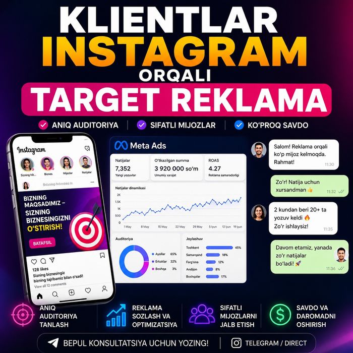 Targetli reklama — biznesingizga ko'proq mijozlar. Таргетированная рек