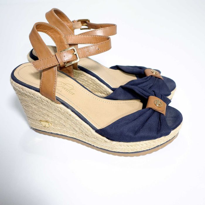 Sandale Tom Tailor cu Platformă - Stil Espadrile Navy & Tan - Mărimea 39