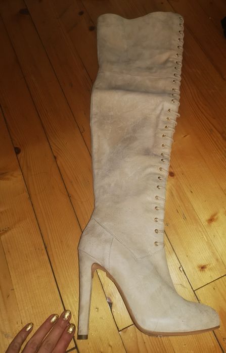 Италиански високи ботуши(Чизми)естествена кожа 40н.