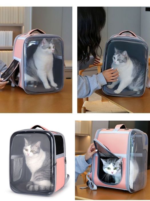 Переноска рюкзак для кошек щенков домашних животных  цвет чёрный