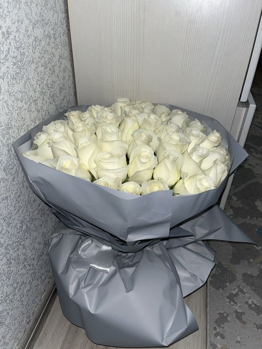 белые розы свежые