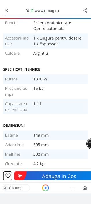 Espressor De'Longhi nou, în cutie
