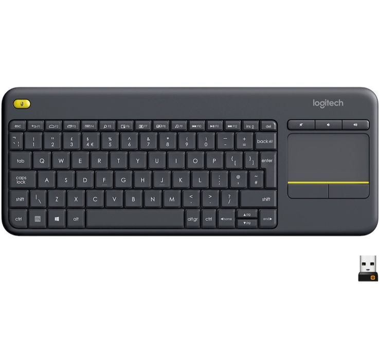 Tastatura Wireless Logitech K400 Plus Dark, Touchpad, USB, Black