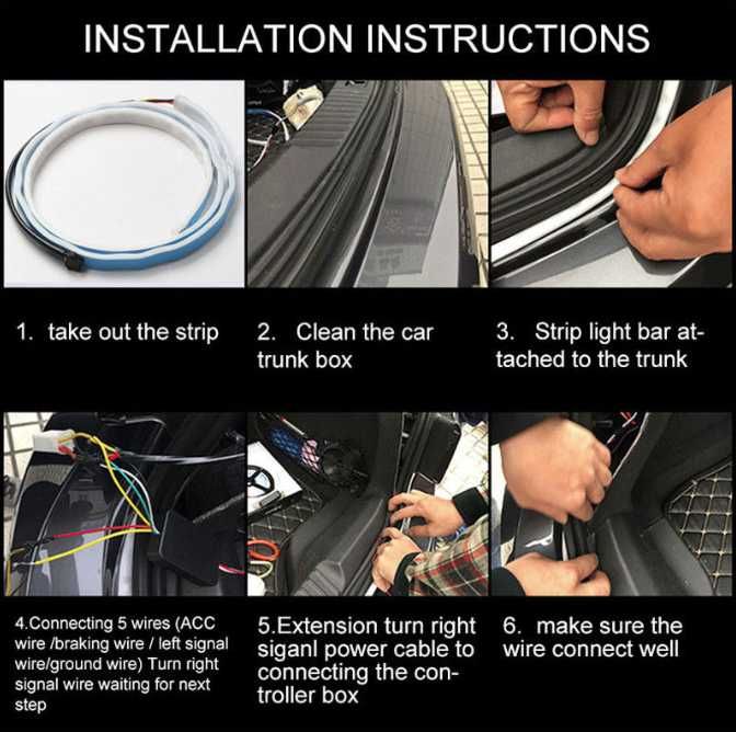 Led ленти 2бр. за фарове на автомобил кола лед  лента за багажник