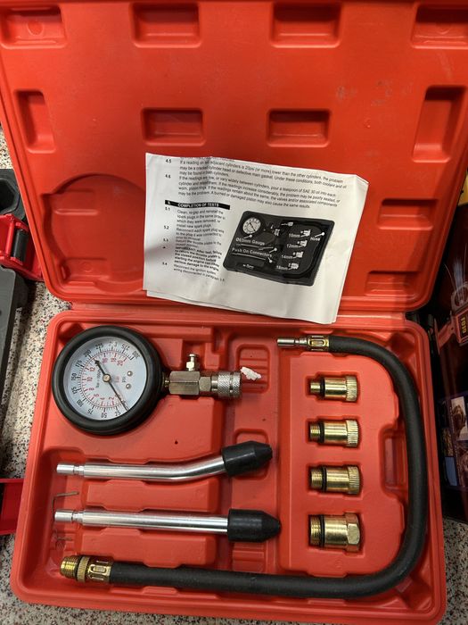 Tester compresie motor benzină/diesel manometru adaptoare