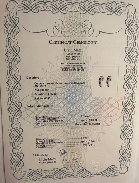 Set cercei și inele diamante și smaralde