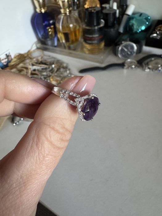 Inel Teilor, amethyst si diamante, marime 50.