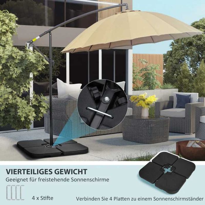 Тежести Outsunny за стойки за чадъри, пълнителни, 104 см x 104 см x 7,5 В см