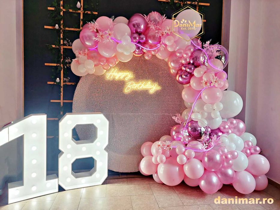 Decor majorat | decor aniversare 18 ani | panou foto cifre  | LED