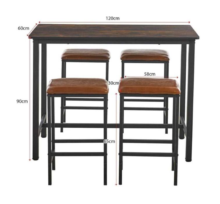 Обеденный стол на 4 человека, 1 стол, 4 стула