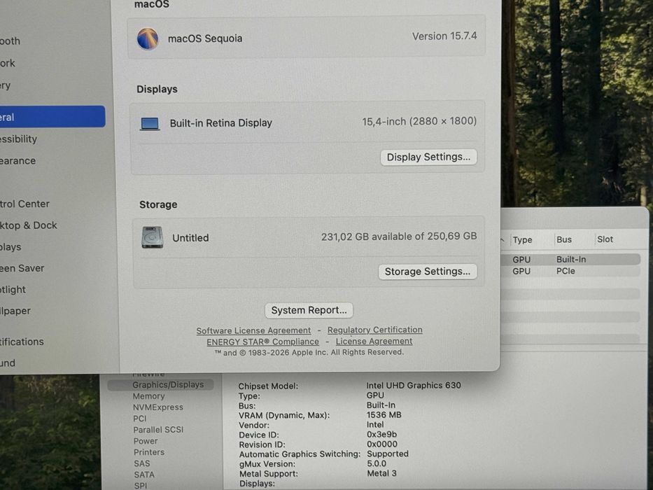 MacBook Pro 15 2019`Core i7-9750H/16GB RAM/256GB SSD/AMD Pro 555X