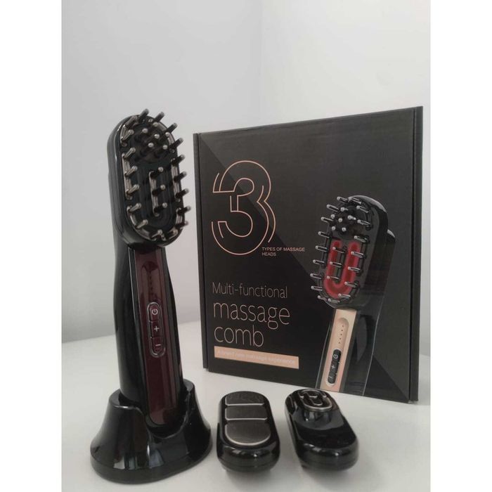 Perie NOUA de masaj scalp/fata/corp, 3 in 1, lumina rosie/albastra,EMS