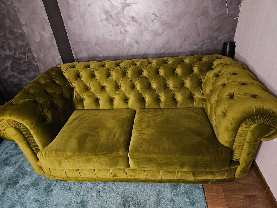 Диван двоен каки зелен - честър