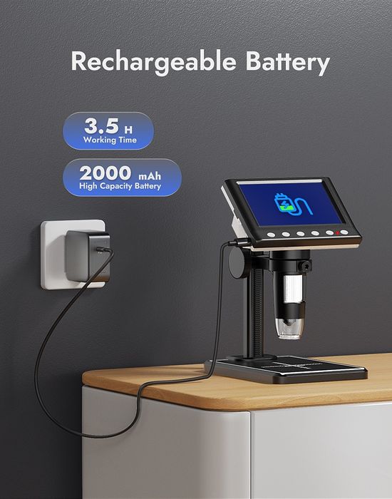 Дигитален микроскоп DM9, 50-1000X, 4.3" LCD 720P HD, 8 Led lights