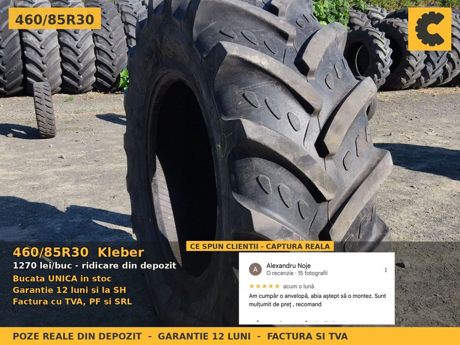 Cauciucuri Anvelope 460/85R30 460/85 R30 460/85-30 18.4R30 4608530 Kleber Tractor Punte Spate Utilaje Agricole SH Second Hand FACTURA TVA Stoc Real
