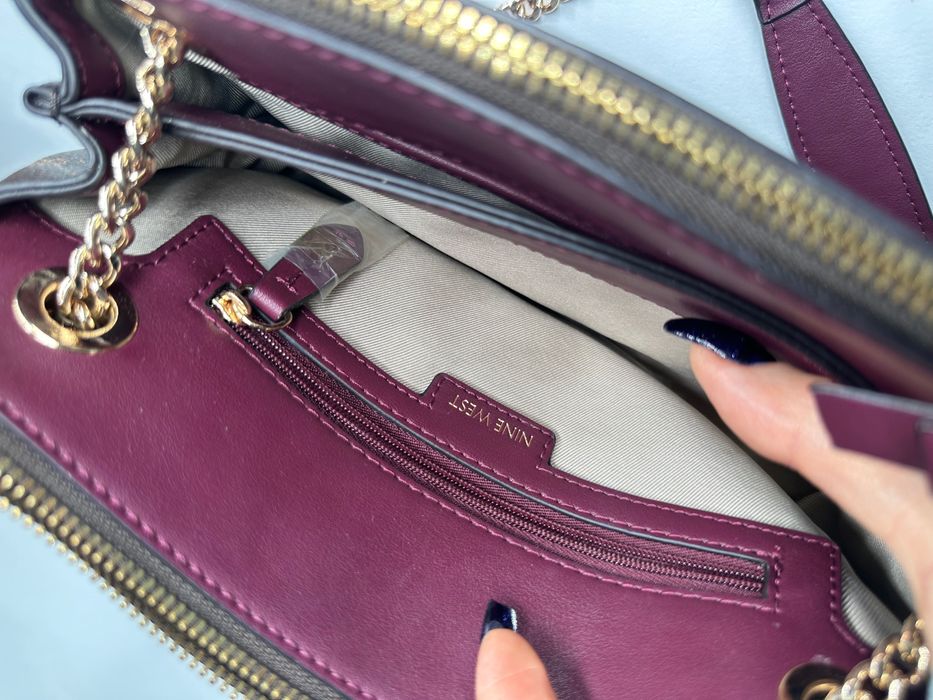 Чанта nine west -кафяво с бордо