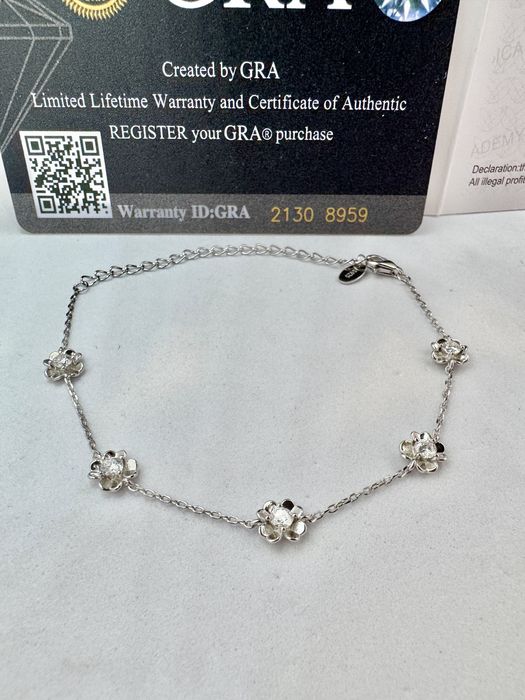 Сребърна гривна с мойсанит (диамант) 0.5 карата