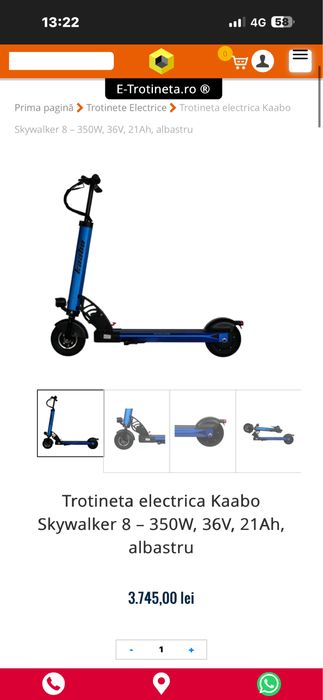 Vând  trotinetă electrică Kaabo Skywalkero 8