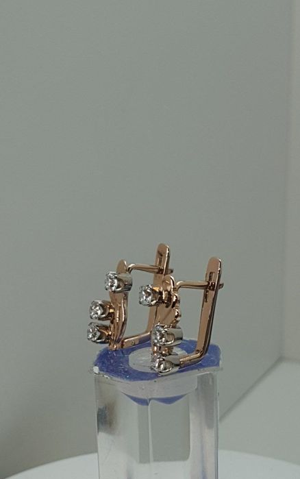 Ссср1989год Львовский ювелирный заводские серьги с фианитом