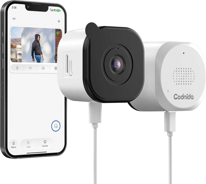 Cameră de supraveghere pentru ferestre Codnida 3MP, pentru interior, viziune nocturnă Starlight,  înregistrare 24/7, detectare mișcare