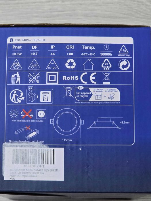 Spoturi încastrate LED Aigostar RGB+CCT – Smart, IP44, 4 bucăți