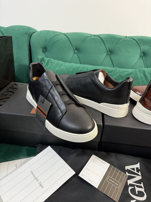 Adidasi eleganti Zegna piele naturala 100% Full Box colectie noua