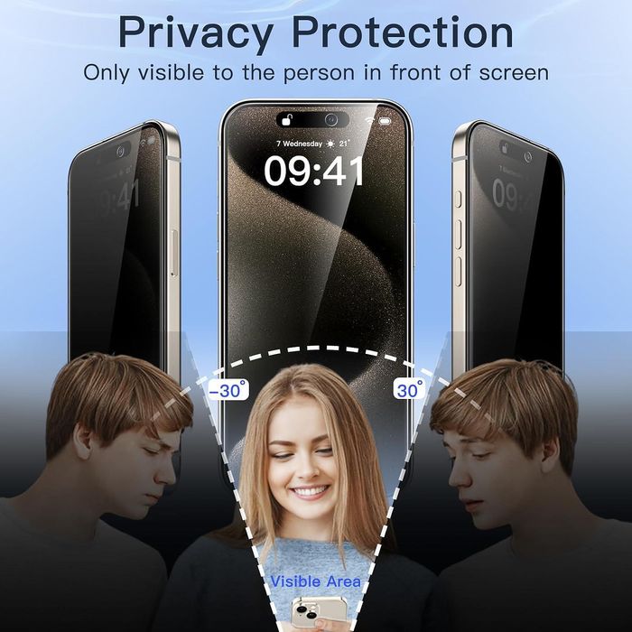 Privacy 5D Стъклен Протектор за Apple iPhone 16 | 15 | 14 | 13 Pro Max