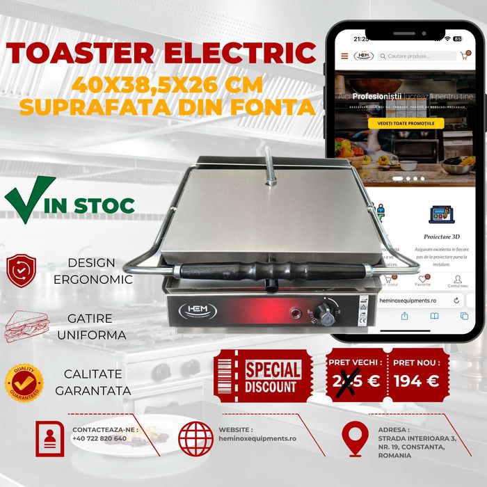 Toaster Electric 8, 12 sau 20 Felii Placa Fonta Striata In Stoc