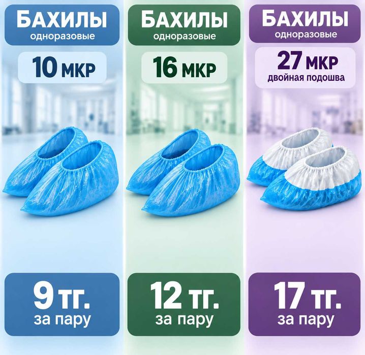 Бахилы оптом и в розницу, разной плотности