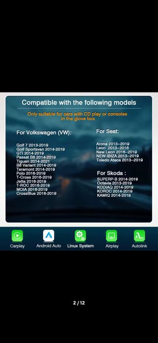 Modul Carplay/Android Auto Volkswagen Skoda Seat