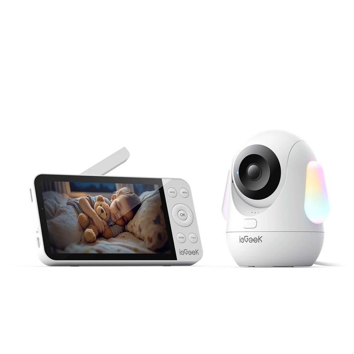 Camera de supraveghere cu monitor pentru bebelusi ieGeek - Baby 5 Acoperire 360°, Vedere Nocturnă
