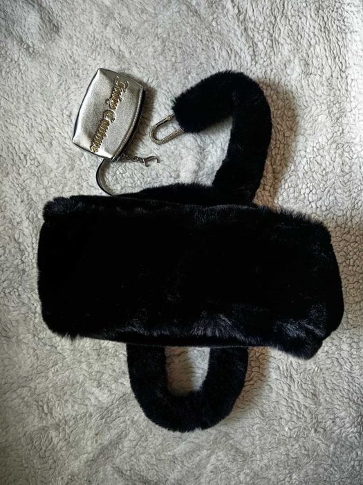 Geanta dama blana neagra accesorii argintii cristale Juicy Couture