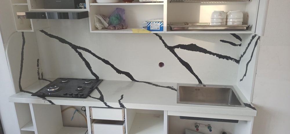 Кварц,акрил. Кухонные столешницы,фартуки,островки. Мойки в сан.узлы..