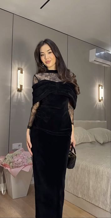 Платье черное макси длина