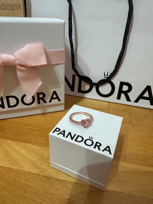 Inel Pandora Argint cu Inima roz