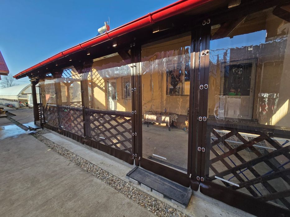 Folie terasa/ terase, pereți antivant, rulouri transparente, foisor