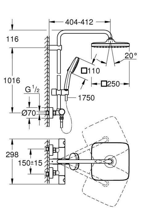 Sistem de dus Grohe Tempesta Cube 250
