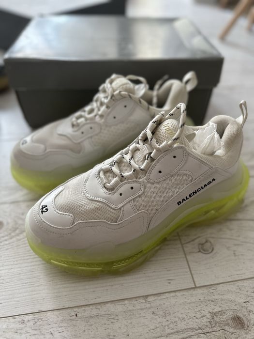 Balenciaga Triple S alb și verde neon Super Oferta