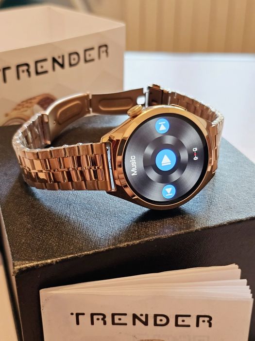 НОВ ! Луксозен Смарт Часовник - TRENDER POCH - Rose Gold  - AMOLED -  Bluetooth Разговори !
